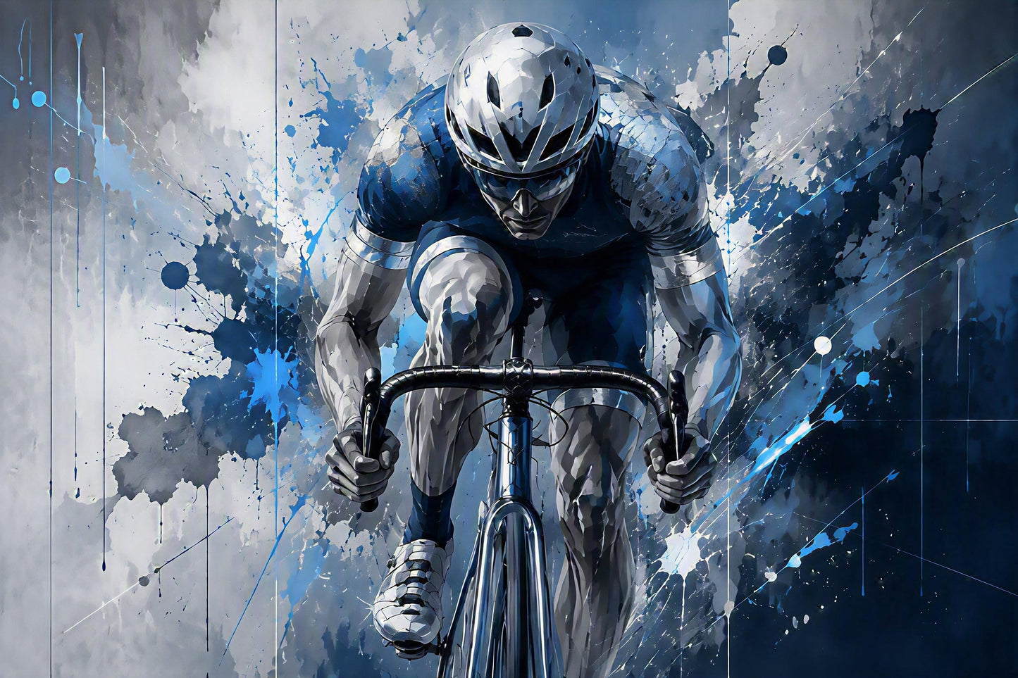 Ultra Premium Aluminum Metal Art | Cyclist - Abstract Photo Wall Art Decor | 16 x 24 inches