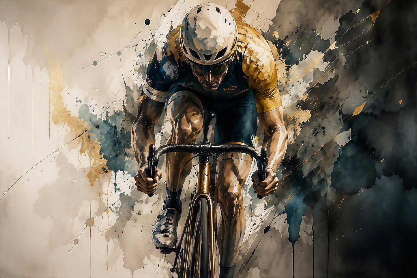 Ultra Premium Aluminum Metal Art | Cyclist - Abstract Photo Wall Art Decor | 16 x 24 inches