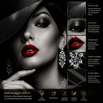 Velvet Noir | Luxury Fashion | ChromaLuxe® Aluminium Metal Print | Gloss Finish