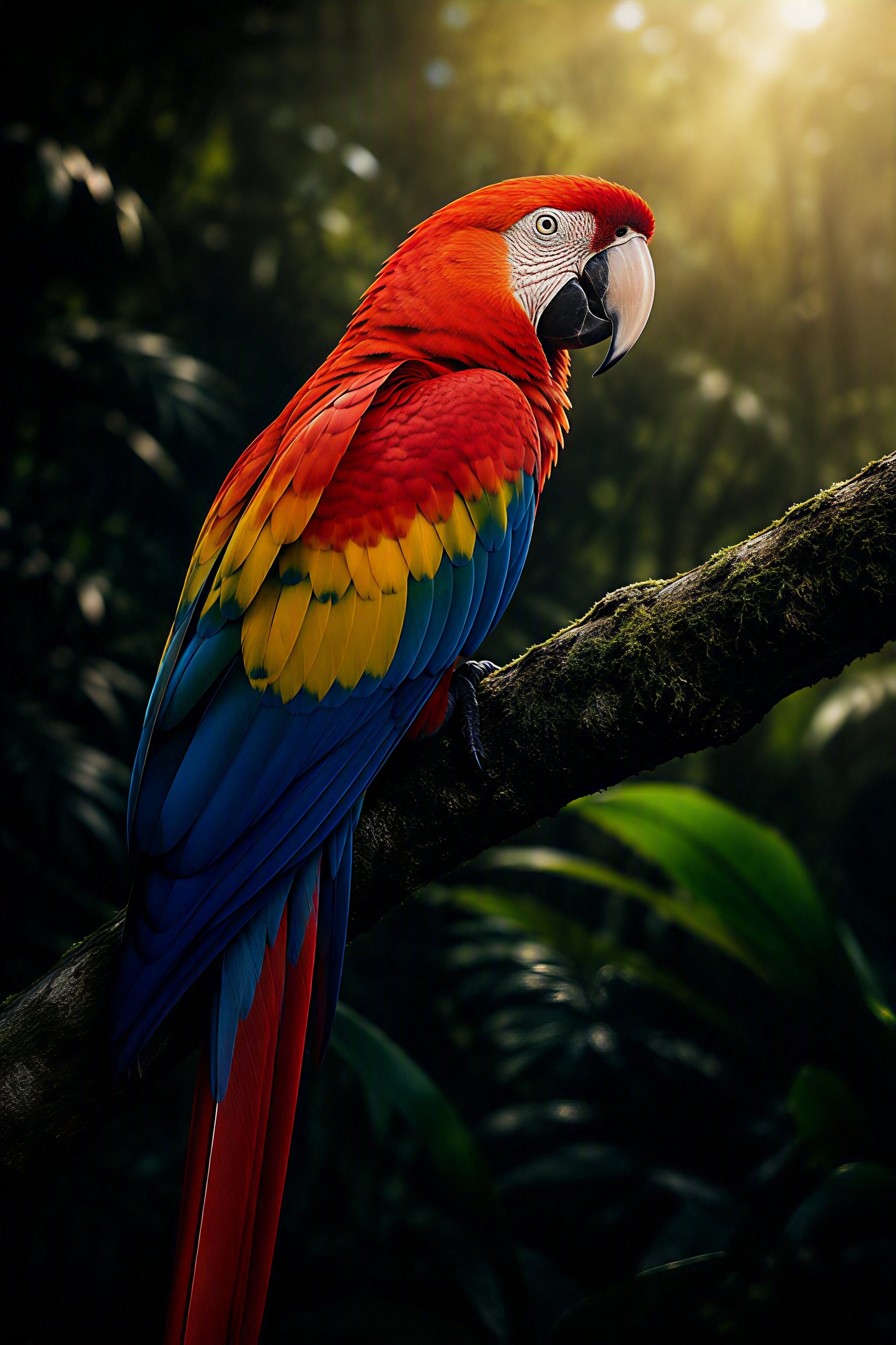 Rainforest Majesty - Scarlet Macaw | Premium ChromaLuxe® Aluminum Metal Print | Gloss Finish