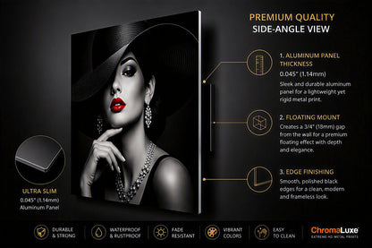 Velvet Noir | Luxury Fashion | ChromaLuxe® Aluminium Metal Print | Gloss Finish