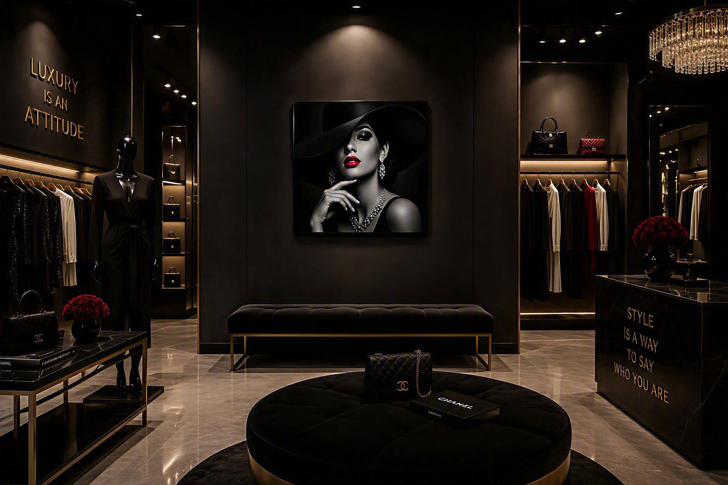 Velvet Noir | Luxury Fashion | ChromaLuxe® Aluminium Metal Print | Gloss Finish