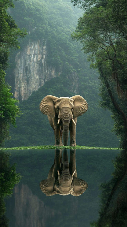 Elephant — at Sunset | Museum-Grade Metal Print